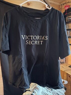 Victoria's Secret Black Tee with White Logo